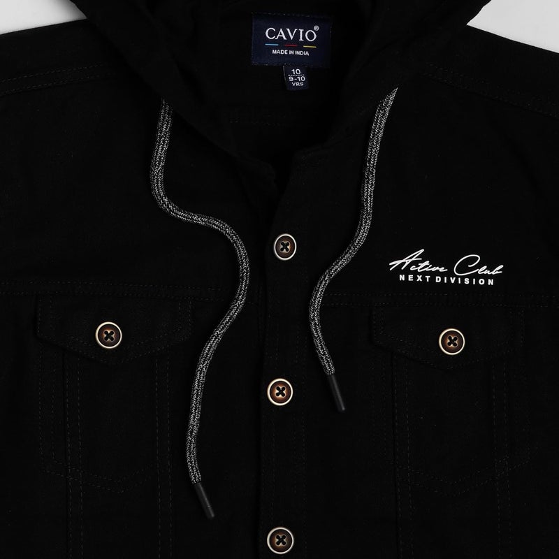 CAVIO Boys Regular Fit Solid Hooded Casual Jacket and T-Shirt - Image 5
